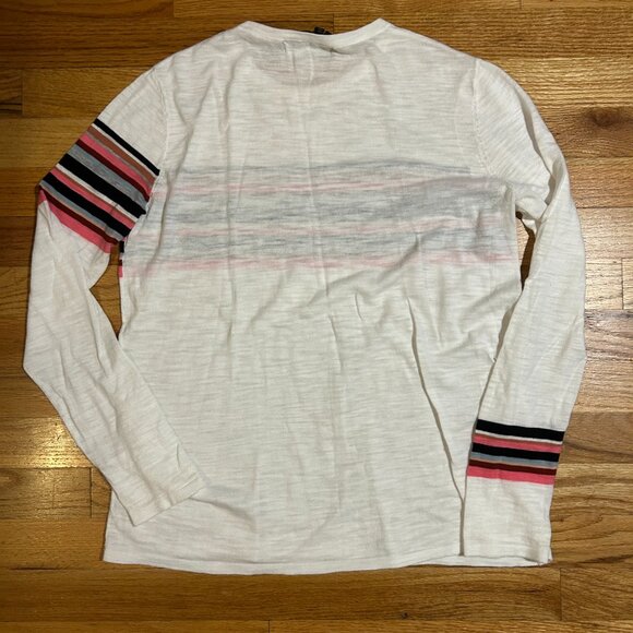 Womens 360 Sweater White Multicolor Striped Light Knit Cotton Sweater XS COLOR: - Picture 9 of 10